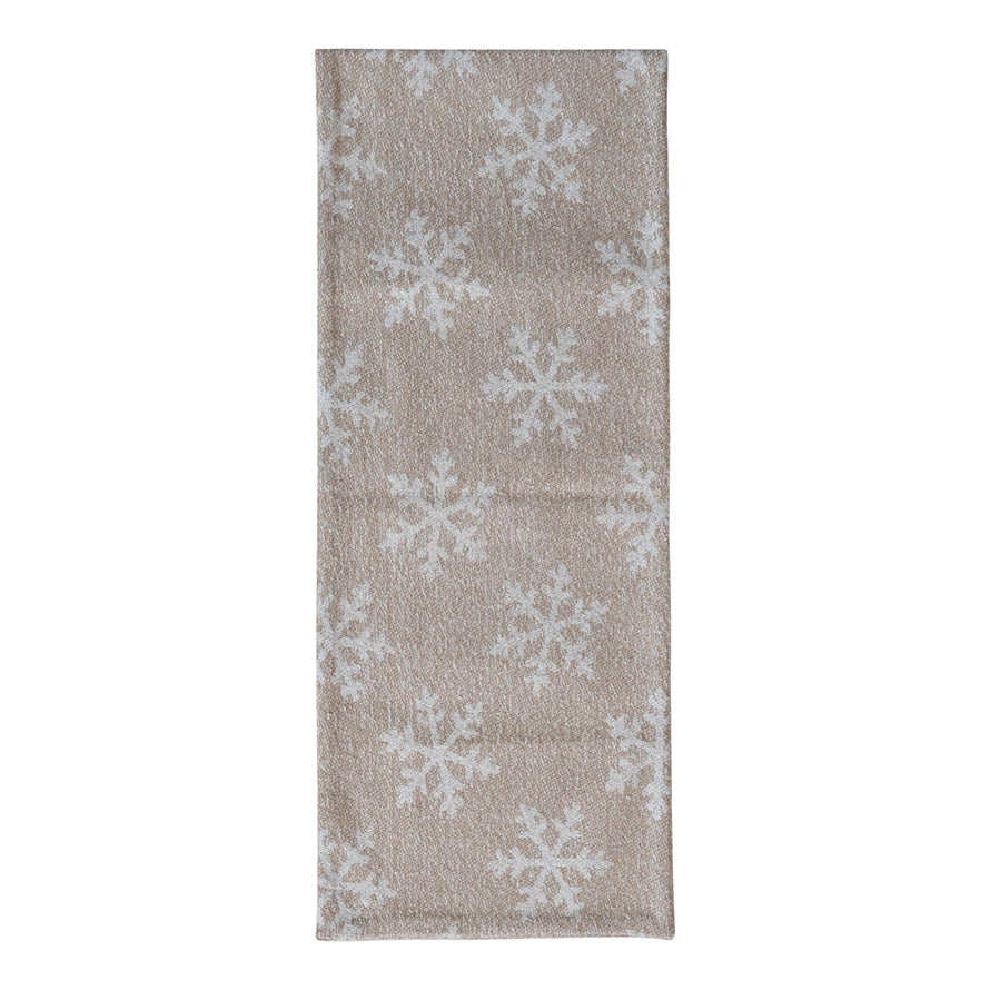Table Runner with Snowflake Pattern, Feathered Farmhouse