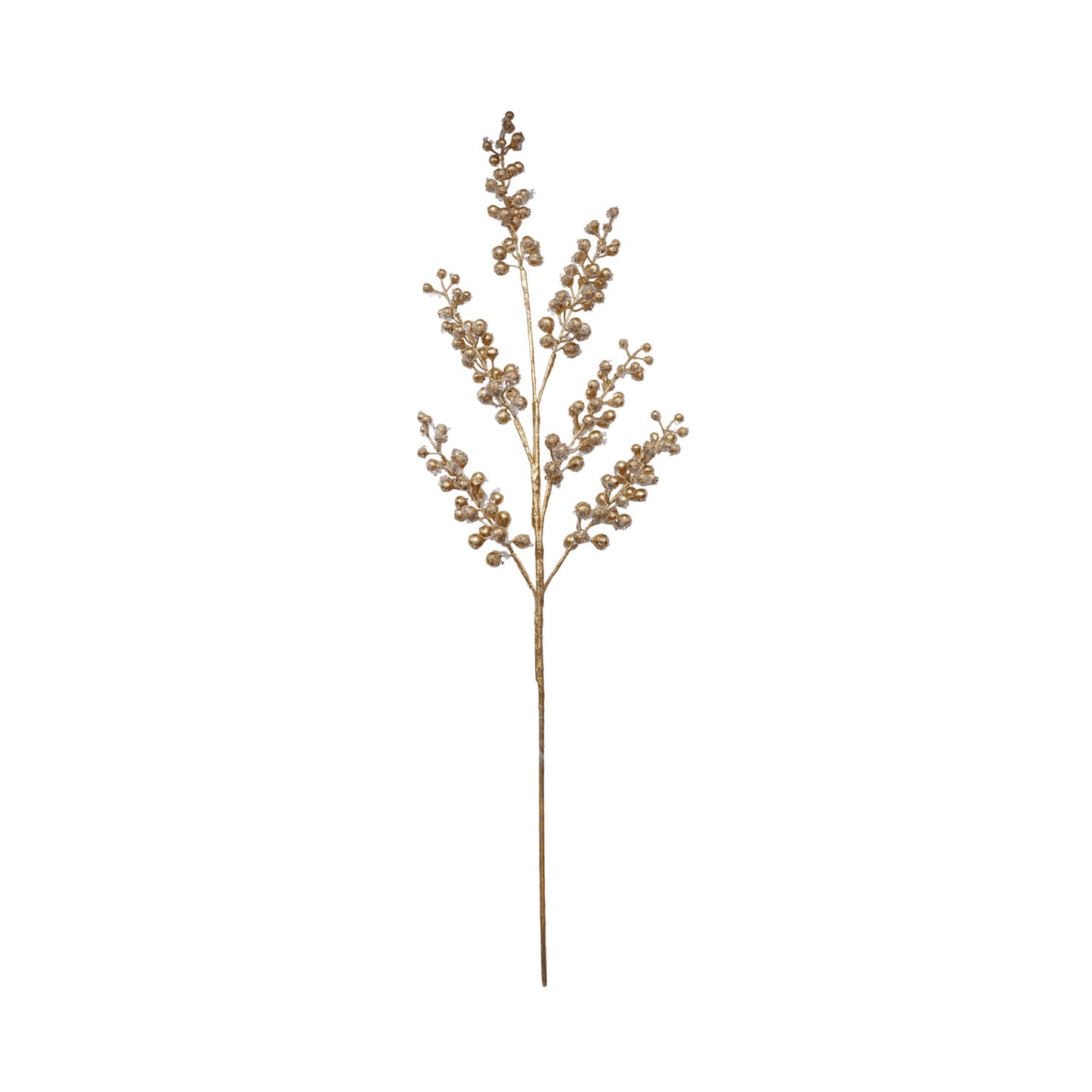 Faux Berry Stem Ice & Gold Finish, Feathered Farmhouse