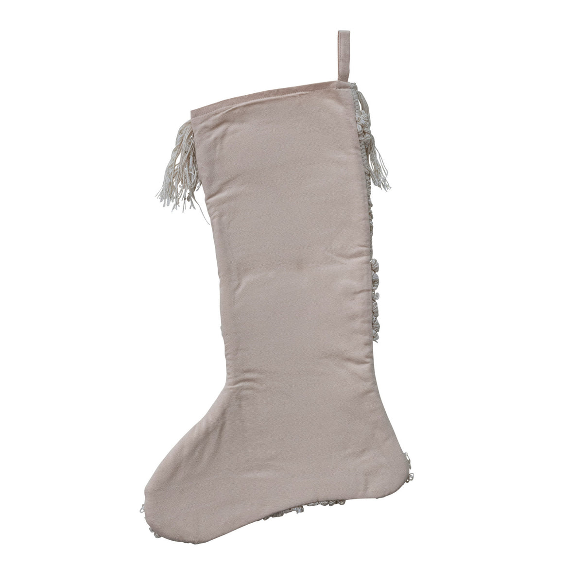 Stocking with Metallic Gold Thread, Feathered Farmhouse