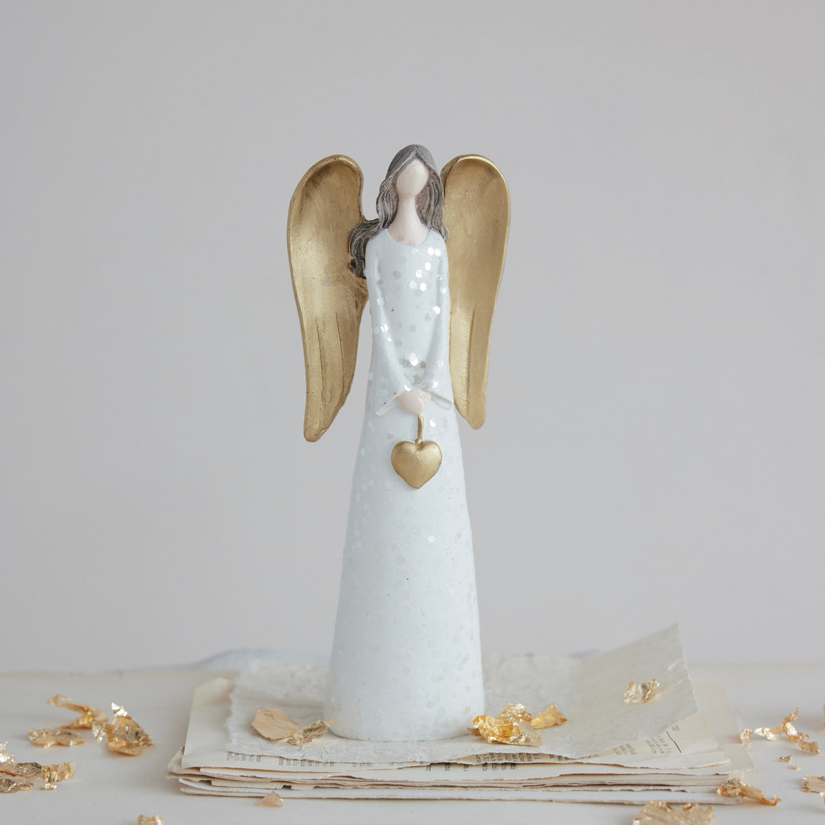 Glitter Angel with Heart, Feathered Farmhouse