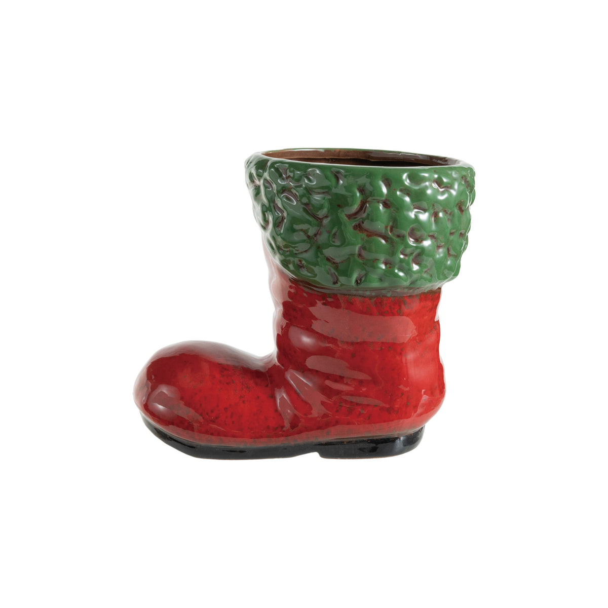 Ceramic Santa Boot Vase, Feathered Farmhouse