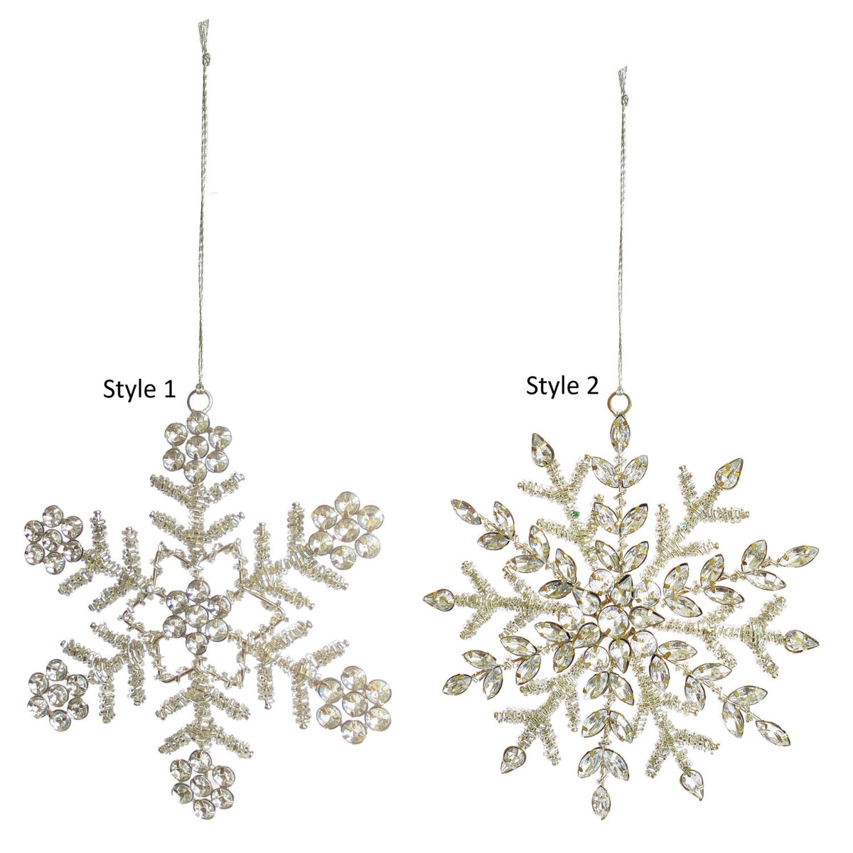 Beaded Snowflake Ornament, Feathered Farmhouse