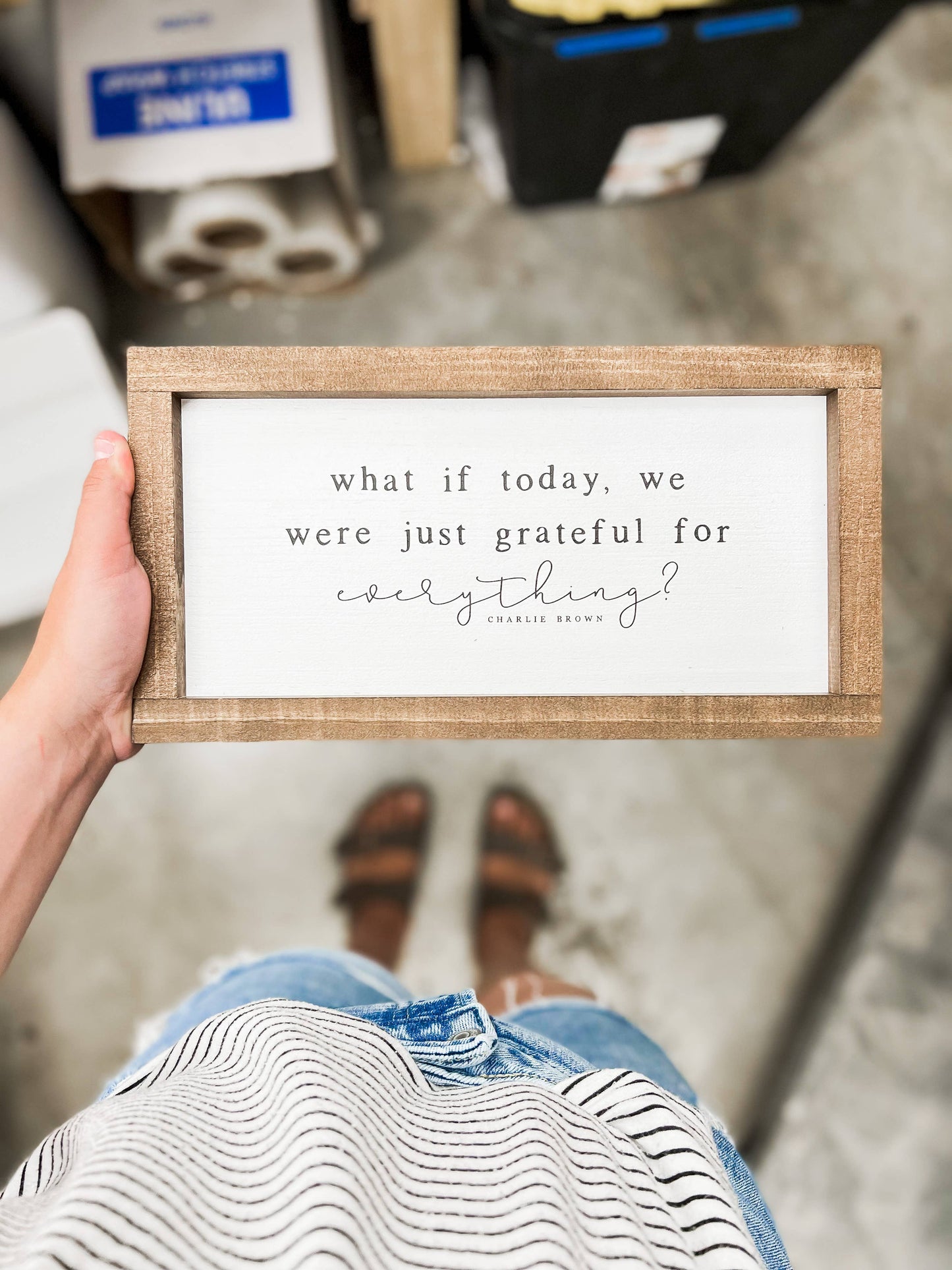 what if today we were just grateful sign, the feathered farmhouse