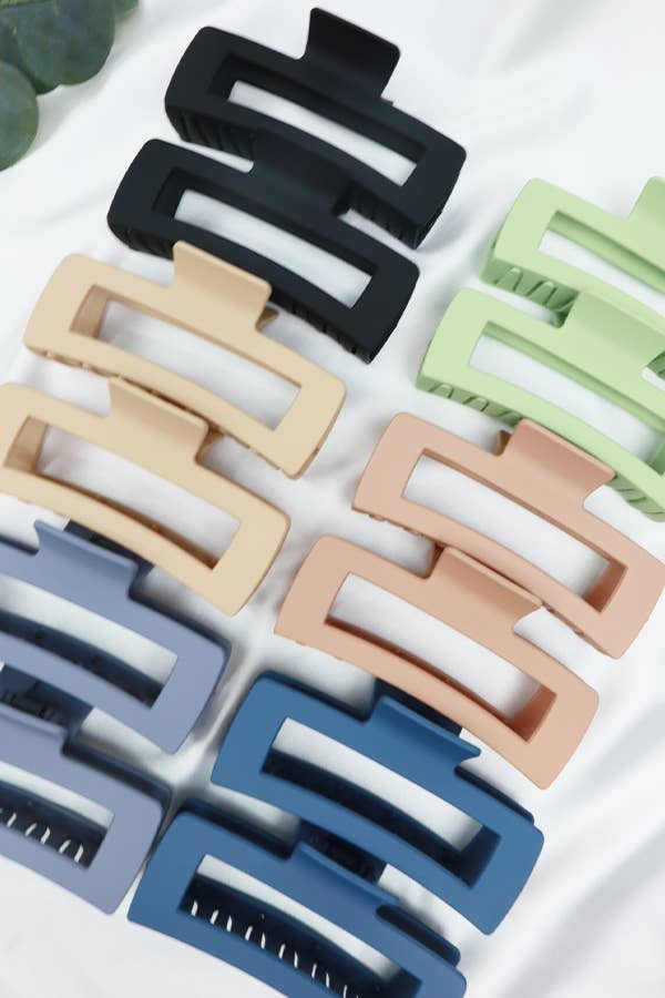 Matte Jumbo Cut Out Rectangle Hair Claw, The Feathered Farmhouse