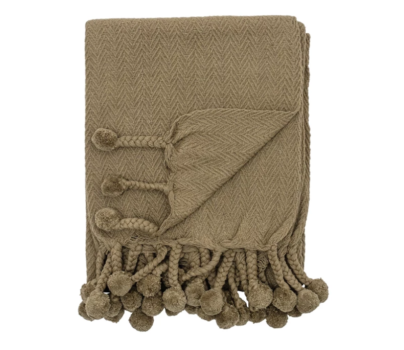 Braided Pom Pom Throw, The Feathered Farmhouse