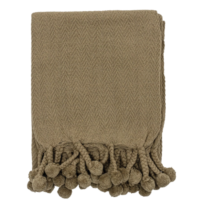 Braided Pom Pom Throw, The Feathered Farmhouse