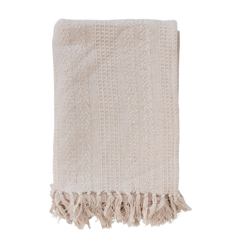 Cream Cotton Throw, The Feathered Farmhouse
