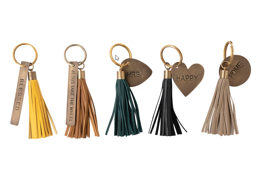 Leather Tassel Key Chain, Feathered Farmhouse