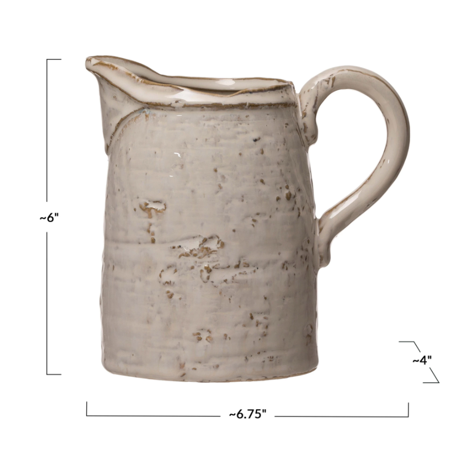 Glazed Pitcher, Feathered Farmhouse