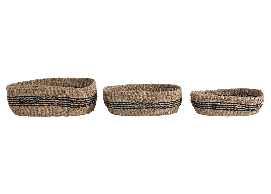 Striped Seagrass Baskets, Feathered Farmhouse