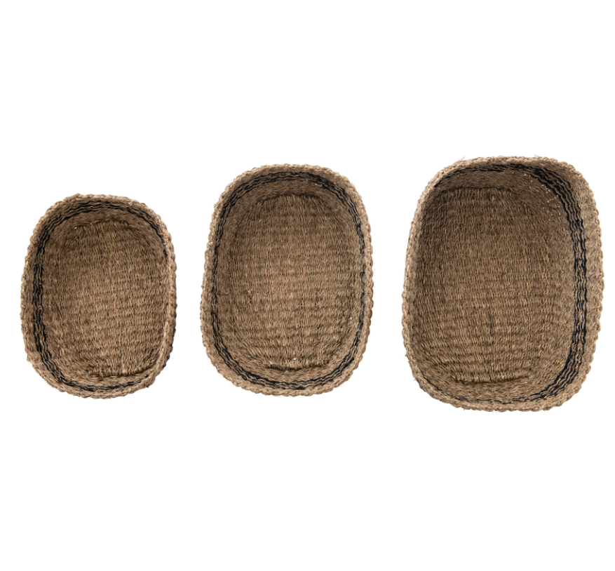 Striped Seagrass Baskets, Feathered Farmhouse