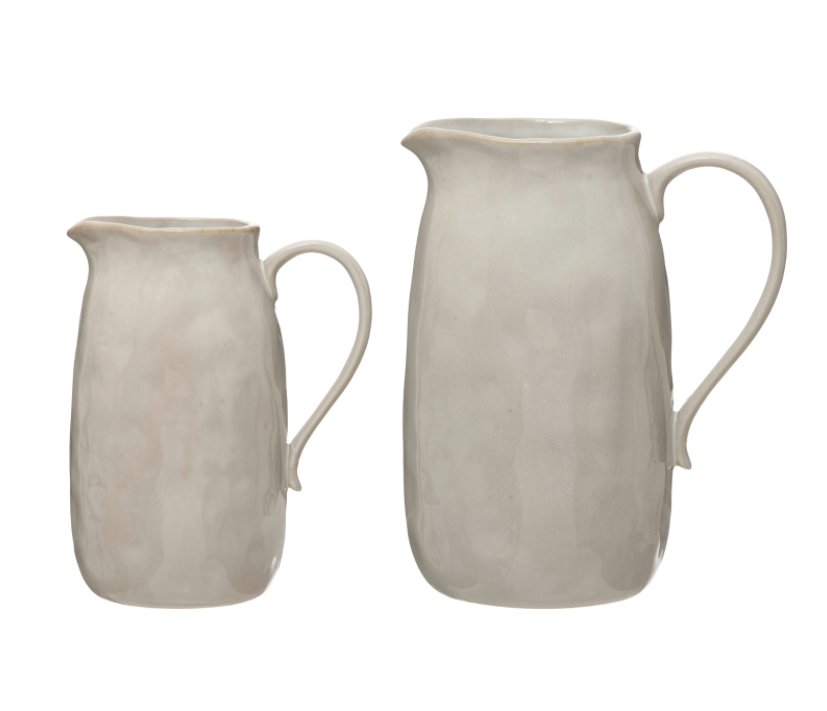 Stoneware Pitcher, Feathered Farmhouse