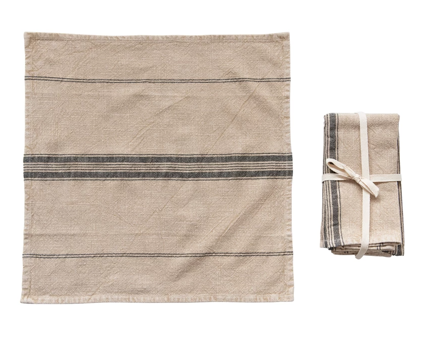 Striped Cotton Blend Napkins, Feathered Farmhouse