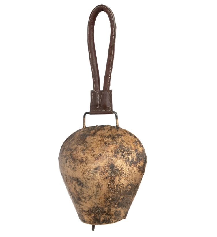 Metal Bell + Leather Hanger, The Feathered Farmhouse