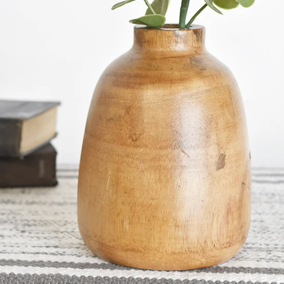 Wood Vase, Feathered Farmhouse