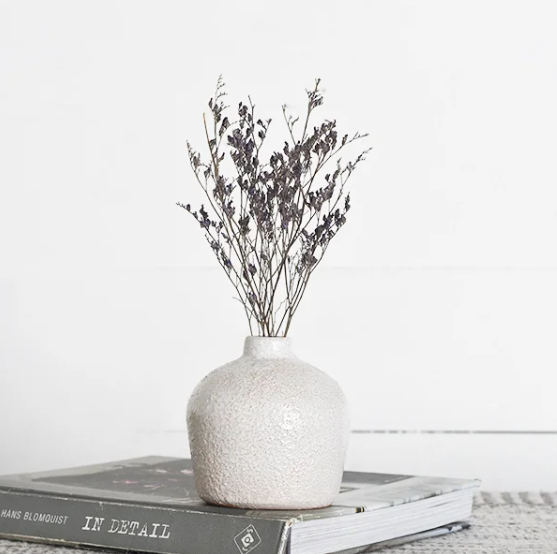 Textured White Vase, Feathered Farmhouse