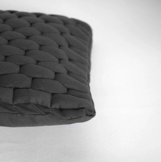 Charcoal Woven Pillow Feathered Farmhouse