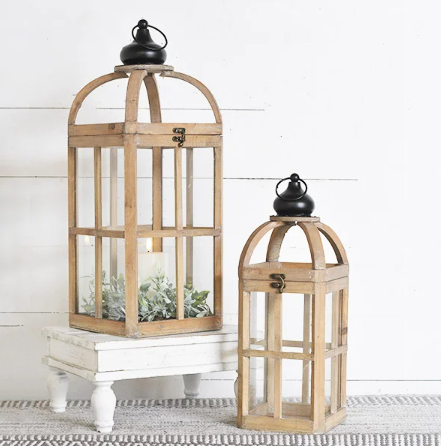 Tall Wood Lanterns, Feathered Farmhouse