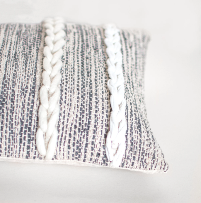 Boho Woven Pillow, Feathered Farmhouse