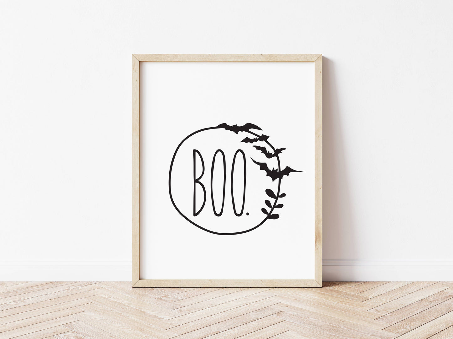 Boo Wreath Halloween Art Print Poster Sign