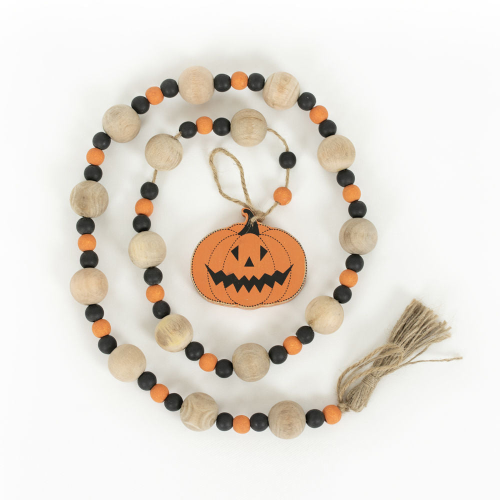 Halloween Wood Bead Garland, Feathered Farmhouse
