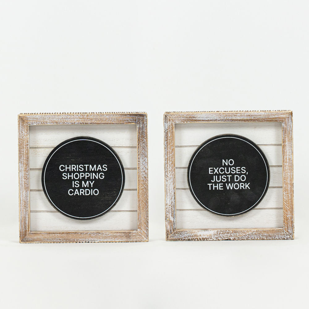 Christmas Shopping + No Excuses Reversible Sign, The Feathered Farmhouse