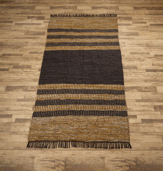 Black + Brown Striped Rug