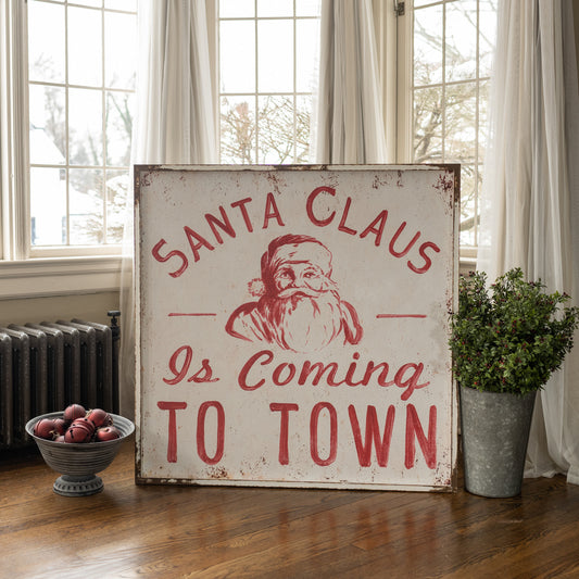 Santa Claus is Coming to Town Sign, The Feathered Farmhouse