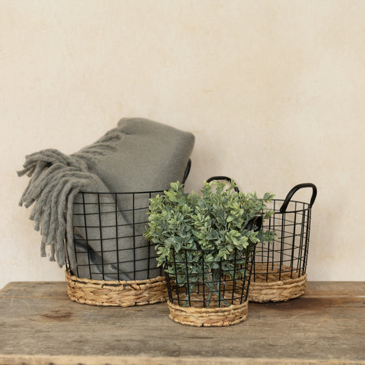 Metal + Woven Baskets, The Feathered Farmhouse
