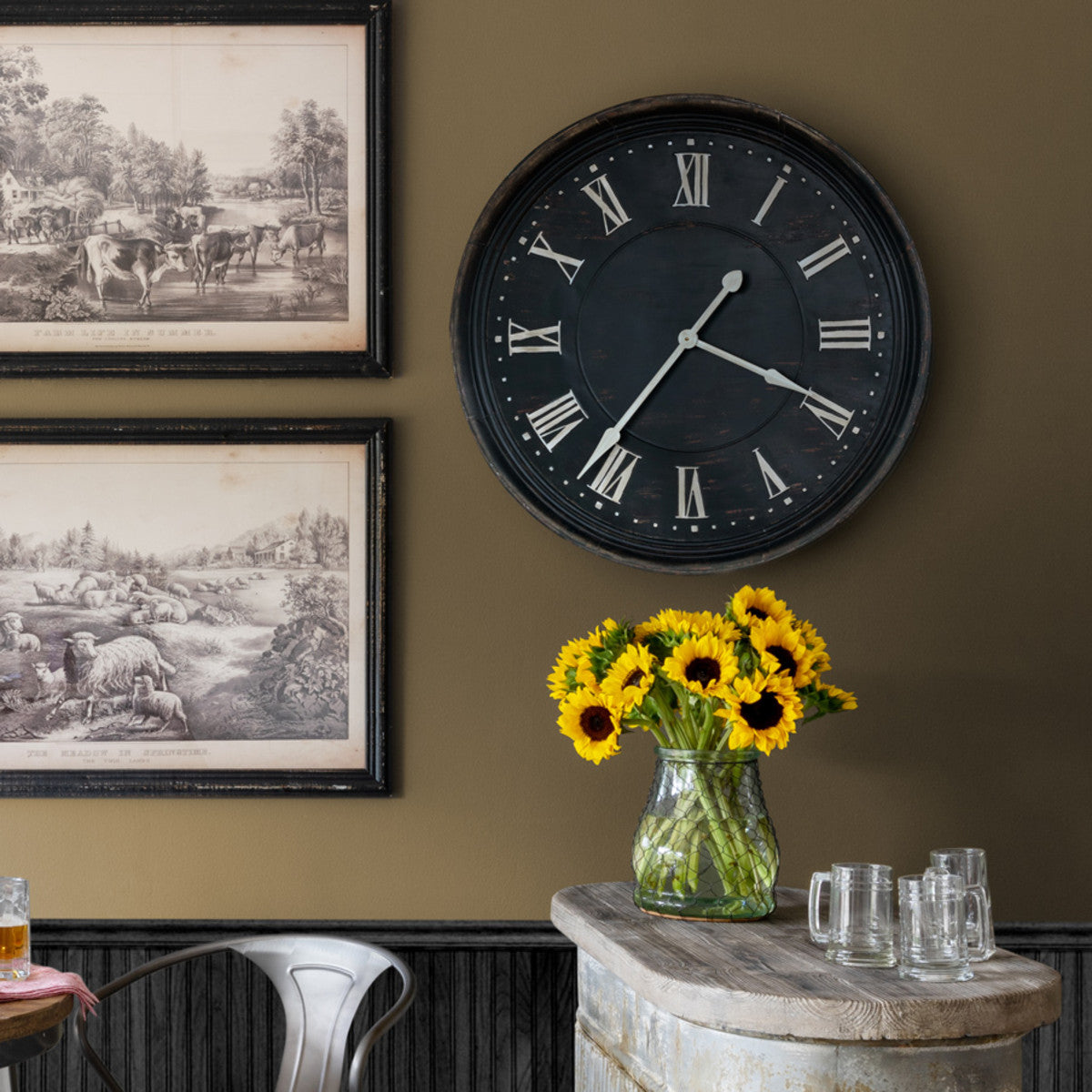 Aged Metal Bank Clock