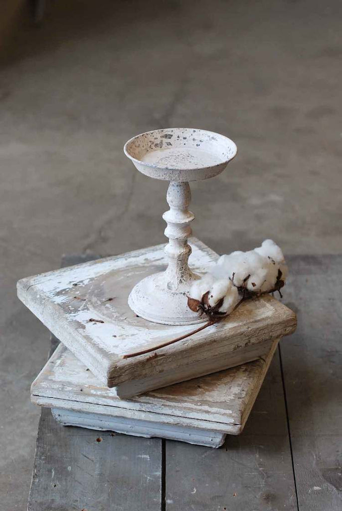 Cream Candle Holder, Feathered Farmhouse