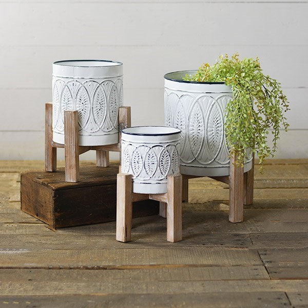 White Tin Planters