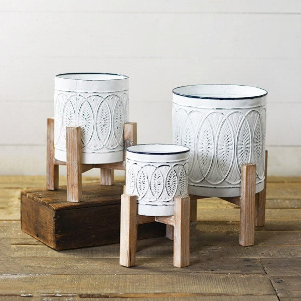 White Tin Planters