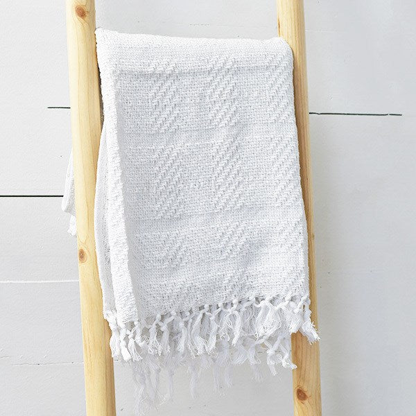 Pure White Fringe Throw