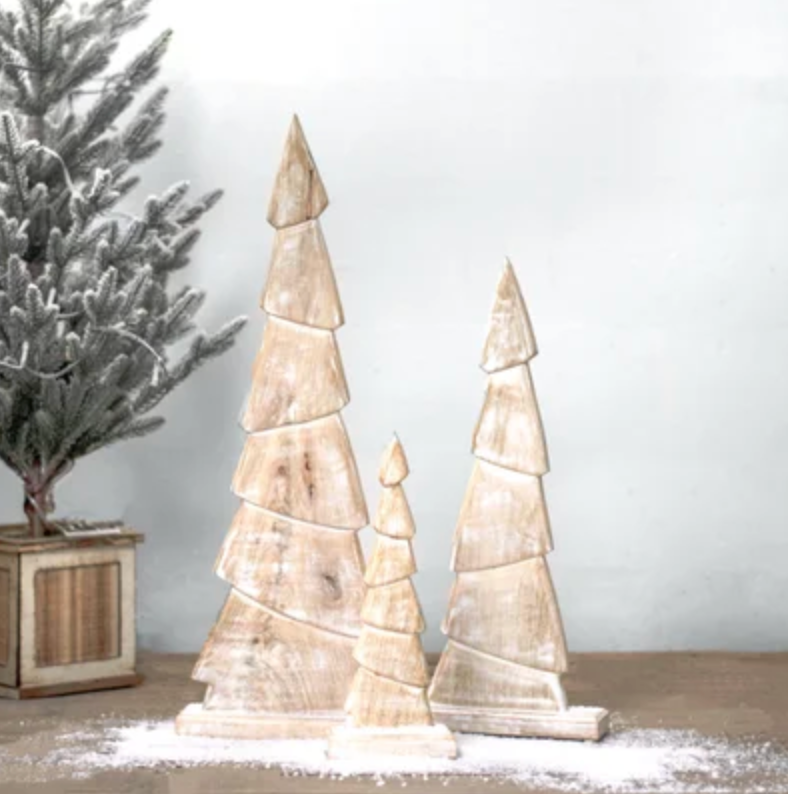 Wood Christmas Trees, Feathered Farmhouse