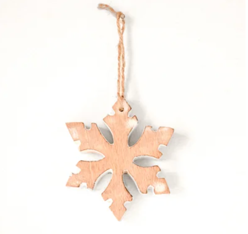 White Wash Snowflake Ornament, Feathered Farmhouse