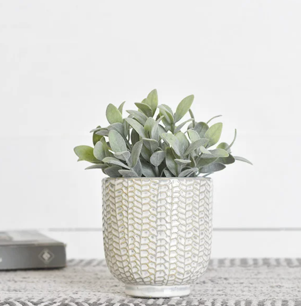 White Chevron Planter, The Feathered Farmhouse