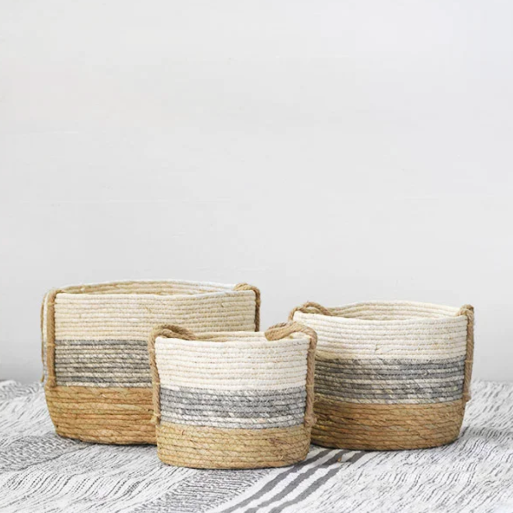 Straw Handled Basket, The Feathered Farmhouse