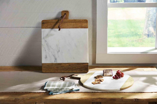 Square Marble + Wood Board, The feathered Farmhouse