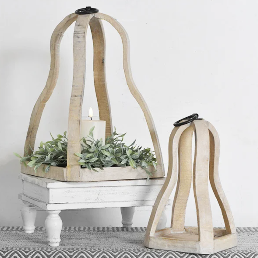 White Wash Wood Candle Holder, The Feathered Farmhouse