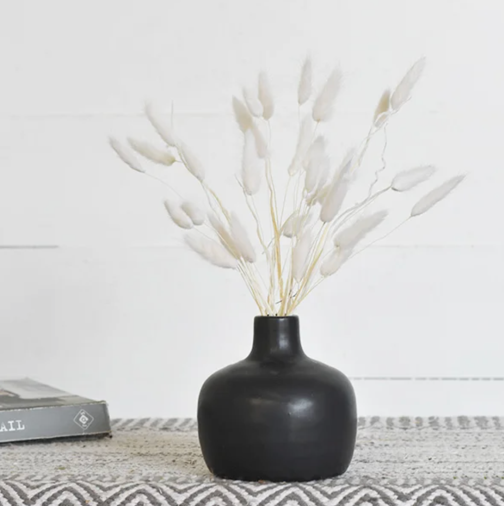 Black Round Vase, The Feathered Farmhouse