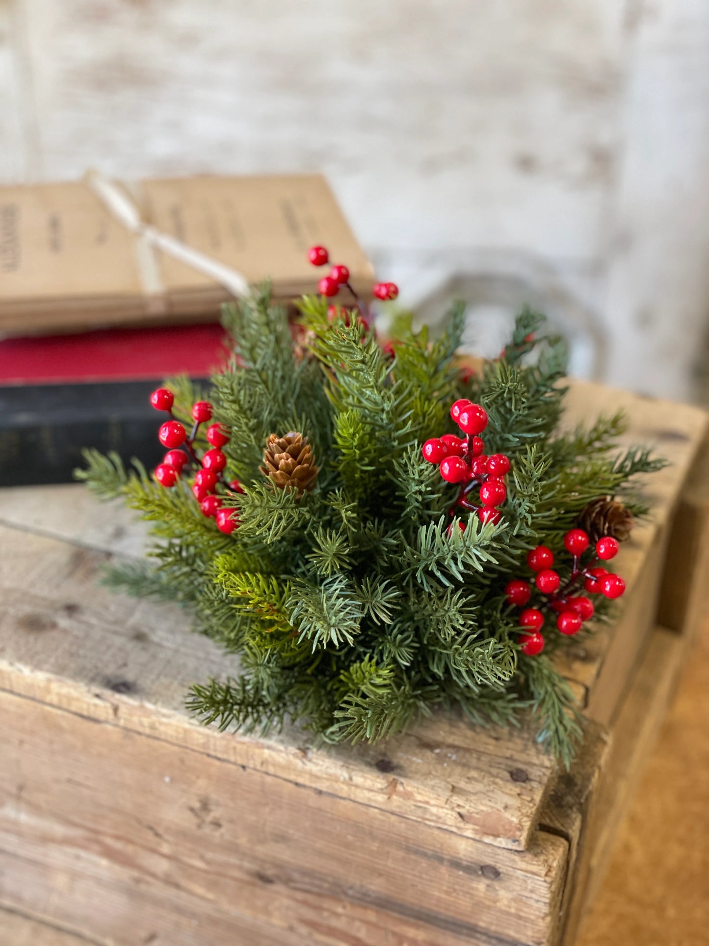 White Spruce + Berries Orb, Feathered Farmhouse
