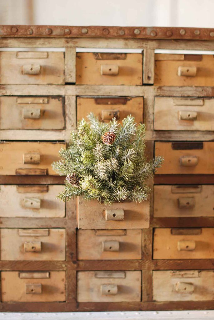 Frosted White Spruce Orb, Feathered Farmhouse