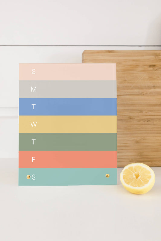 Bright Stripe Glass Magnetic Weekly Planner Dry Erase Board, The Feathered Farmhouse