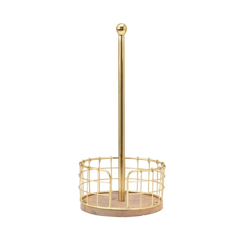 Metal + Wood Paper Towel Holder
