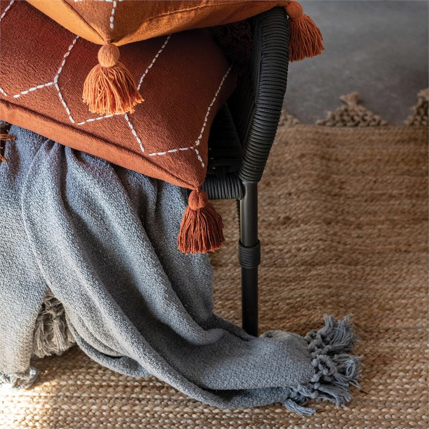 Grey Tassel Throw