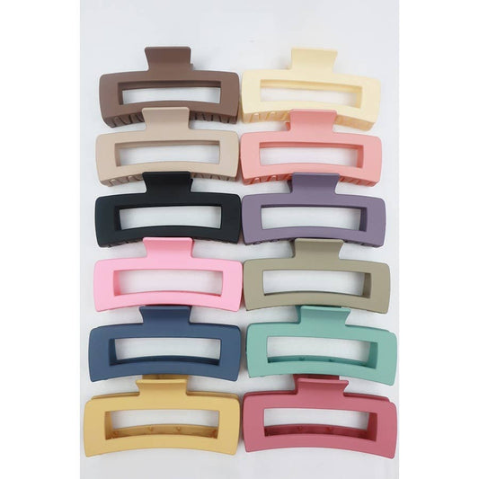 Matte Jumbo Cut Out Rectangle Hair Claw, The Feathered Farmhouse