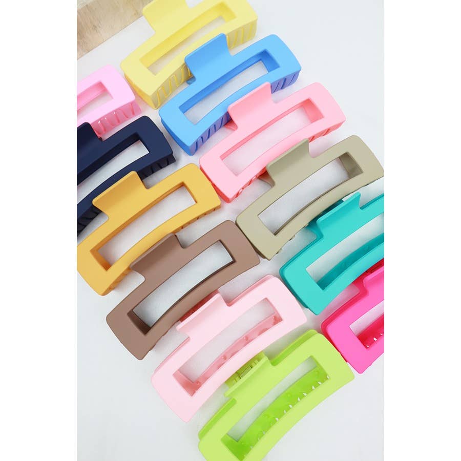 Matte Jumbo Cut Out Rectangle Hair Claw, The Feathered Farmhouse