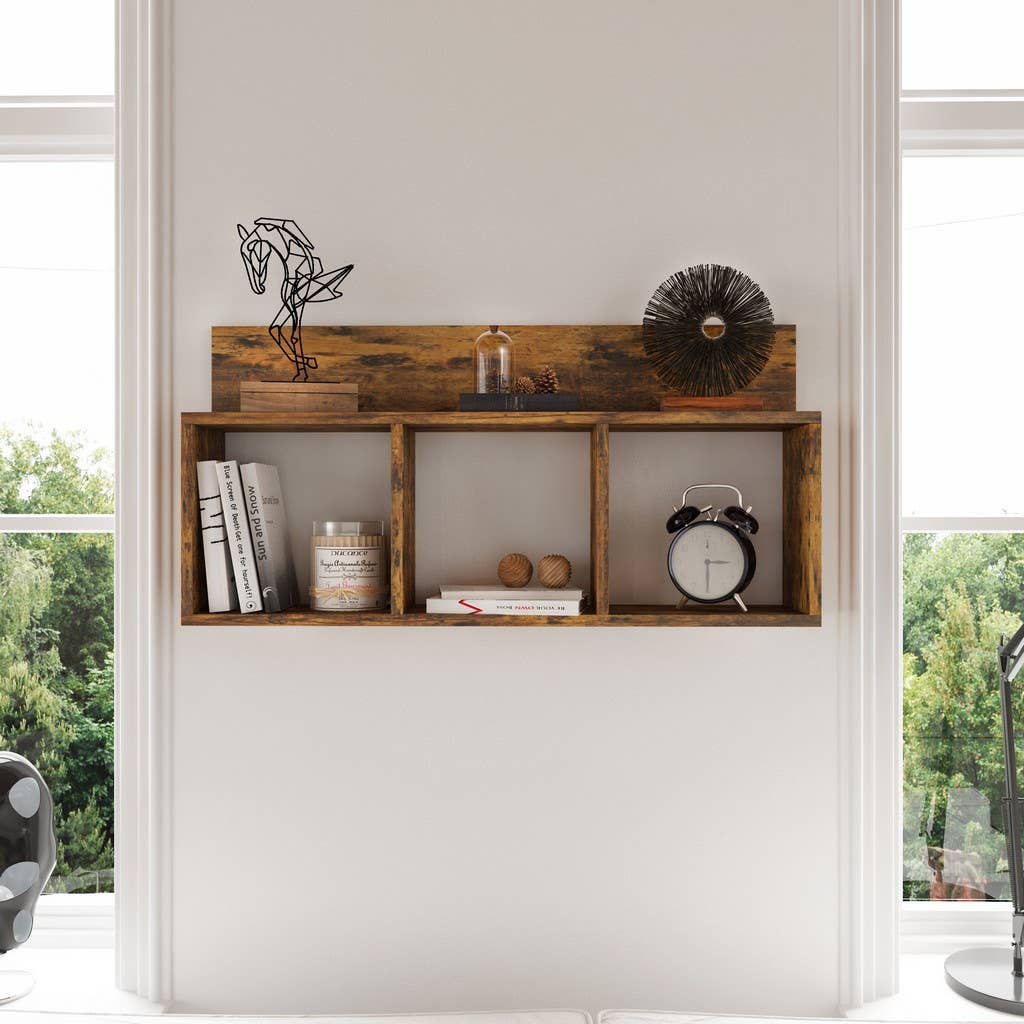 Modern 3 Cube Floating Wall Shelf with Display Ledge