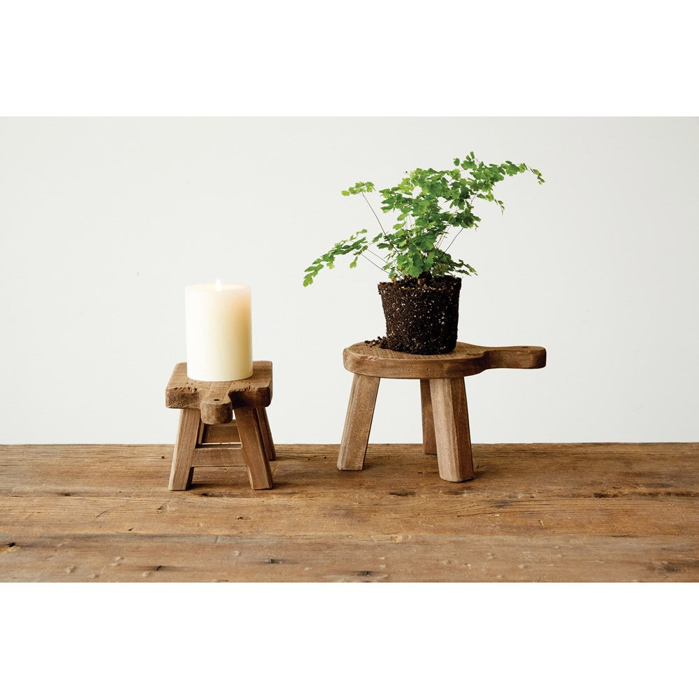 Wood Pedestal Stand, Farmhouse Wood Riser, Display Stool for
